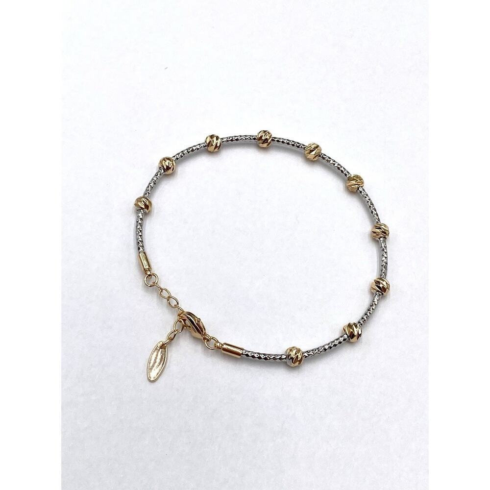 YSX Bracelet Bangle Silver Tone with Gold Plated Accents 7.25” Fashion